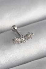 Çelik Gümüş Renk Zirkon Taşlı Çiçek Tragus Piercing - görsel 1