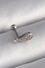 Çelik Gümüş Renk Zirkon Taşlı Kanat Tragus Piercing - görsel 1