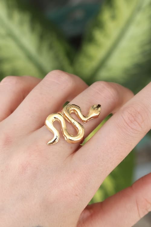 Çelik Gold Renk Ayarlanabilir Yılan Yüzük