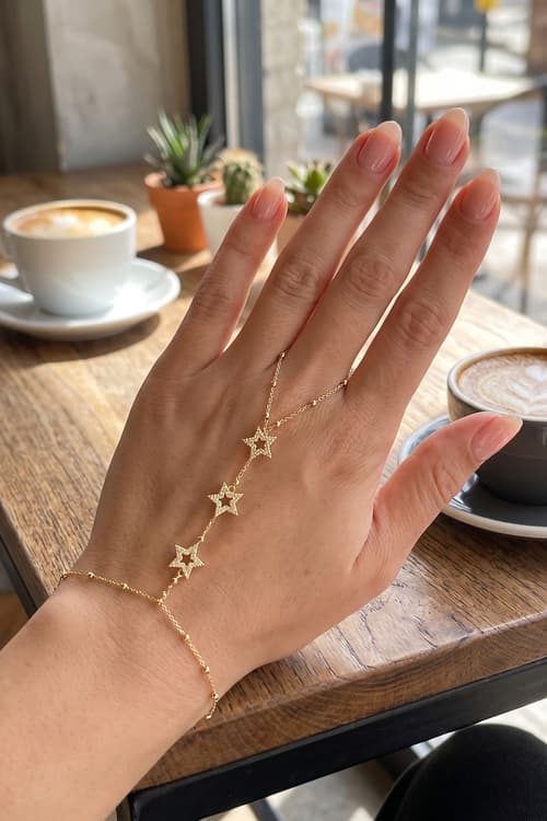 Gold Renk Çelik Zirkon Taşlı Yıldız Model Şahmeran